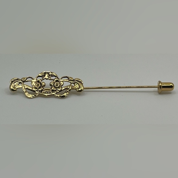 Jewelry - Vintage Gold Tone Floral Stick Pin Brooch